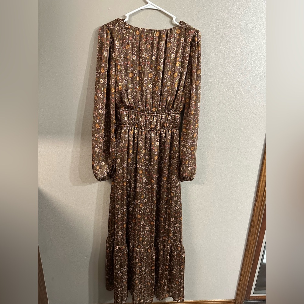 Mittoshop Brown Floral Long Sleeve Maxi Dress - Picture 6 of 8